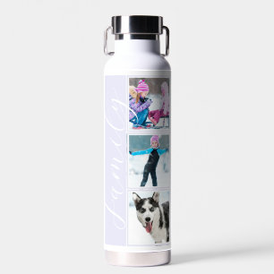 Botella De Agua Tira de fotos múltiples de familia sobre lavanda e