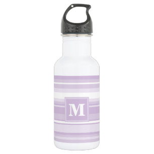 Botella De Agua Tiras moradas monogramo