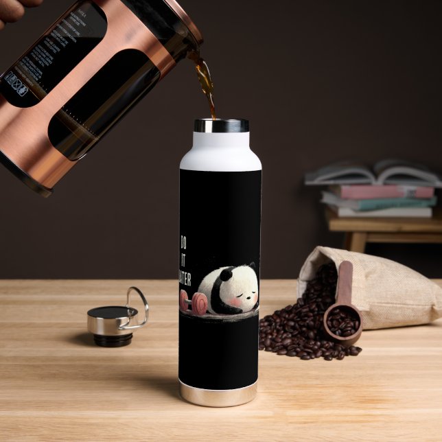 Botella De Agua Tired Panda Gym – Cute Funny Workout Art (Café (girado))