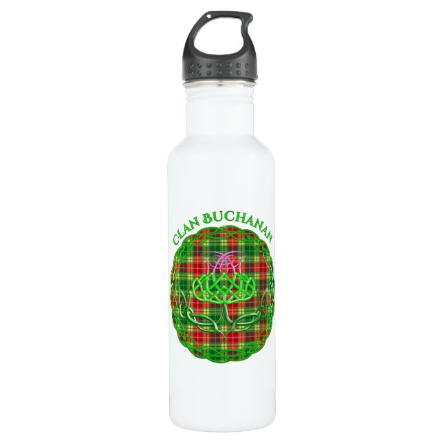 Botella De Agua Tistle Celta de Buchanan Scottish Tartán (Anverso)