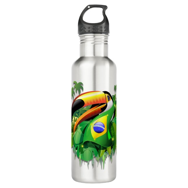 Botella De Agua Toco Toucan con bandera de Brasil (Anverso)