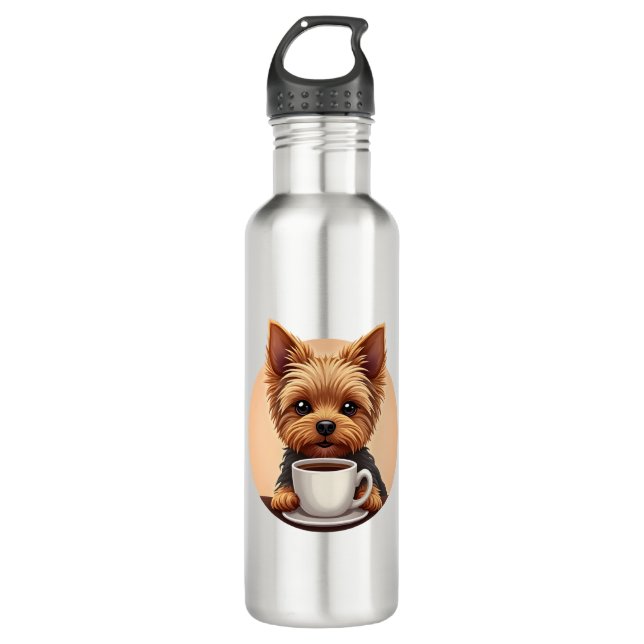 Botella De Agua Todo lo que necesito es café y yorkie (Anverso)