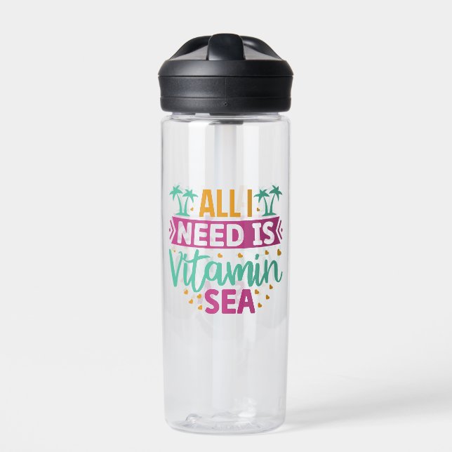 Botella De Agua Todo lo que necesito es vitamina de mar (Delante)