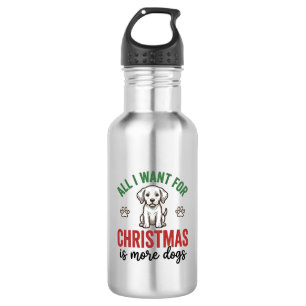 Botella De Agua Todo lo que Quiero para Navidad es Más Perros Vint