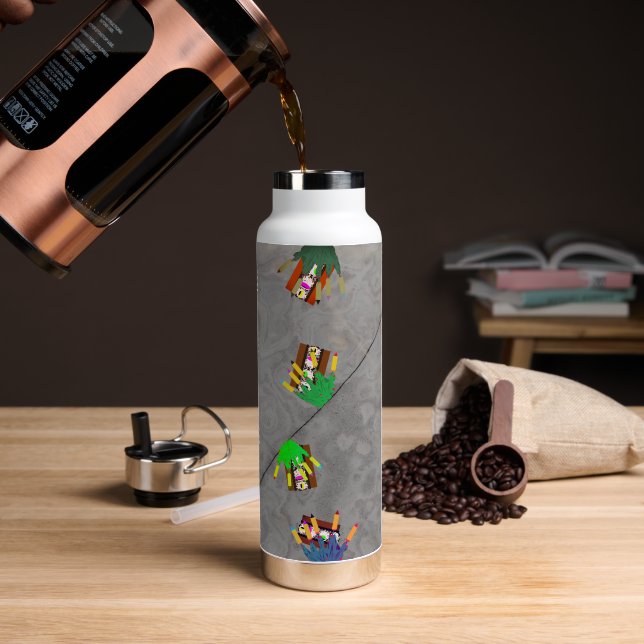 Botella de agua Todos mis amigos son zombies (Café (girado))