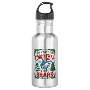 Botella De Agua Todos Quieren Tiburones De Navidad Árboles De Pino