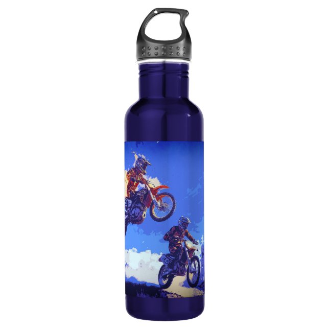 Botella De Agua Toma de la delantera - Motocross Racers (Anverso)