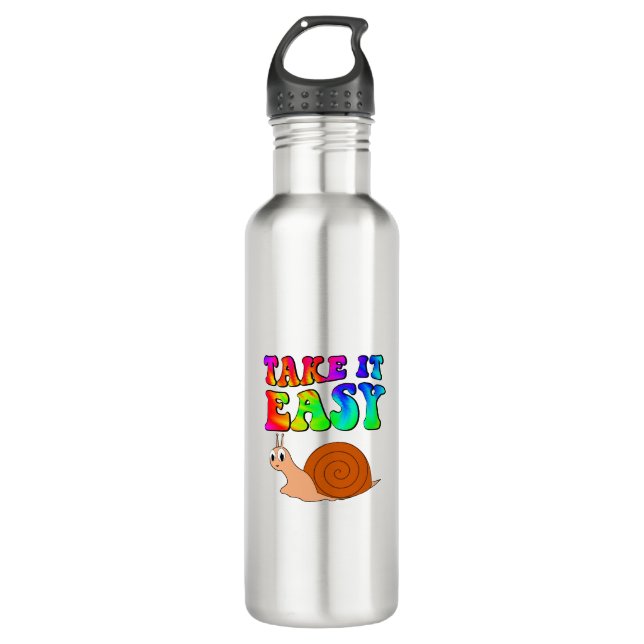 Botella De Agua Tómelo Fácil Personalizado Con Texto Groovy (Anverso)