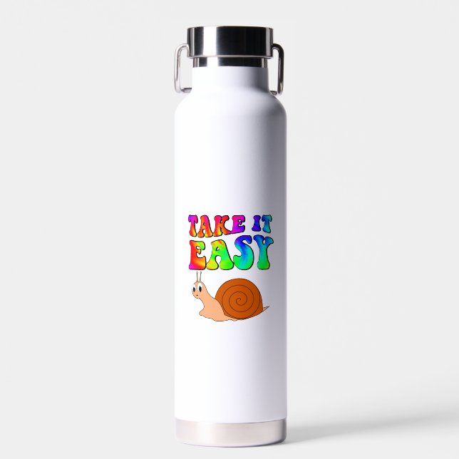 Botella De Agua Tómelo Fácil Personalizado Con Texto Groovy (Delantero)