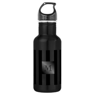 Botella De Agua Tonos de Black Stripes Manly Monograma