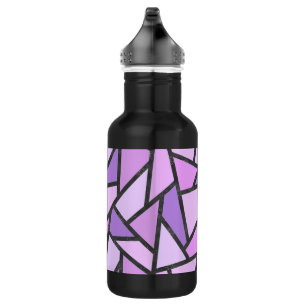 Botella De Agua Tonos de vidrio manchado de lilas