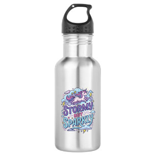 Botella De Agua Tormenta de unicornio pero brillante estilo retro 