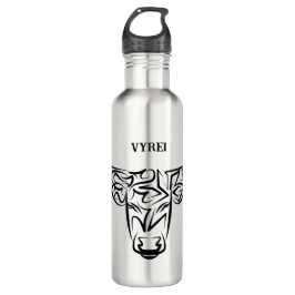 Botella De Agua Toro tribal negro y blanco/Ox