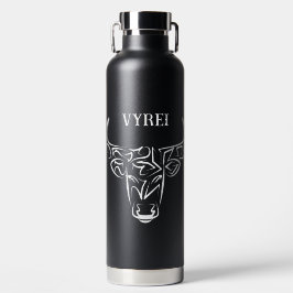 Botella De Agua Toro tribal negro y blanco/Ox