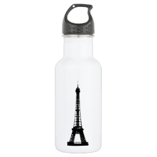 Botella De Agua Torre Eiffel Blanca y Negra