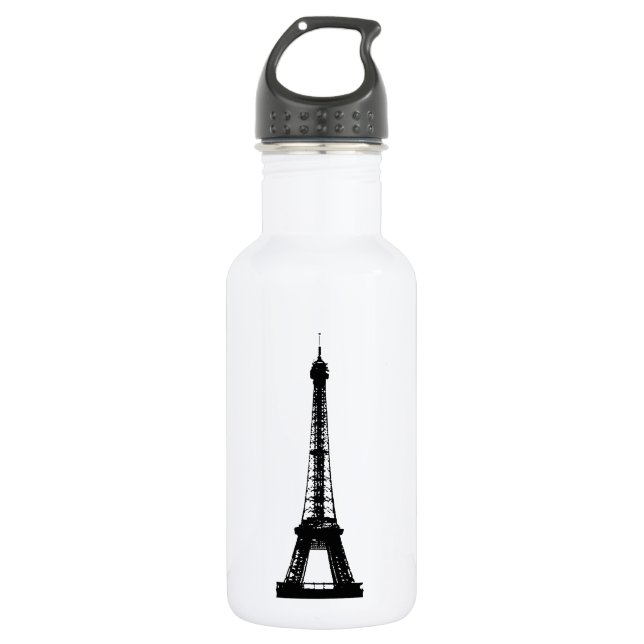 Botella De Agua Torre Eiffel Blanca y Negra (Anverso)