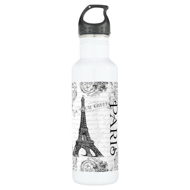Botella De Agua Torre Eiffel de París y Scrolls (Anverso)