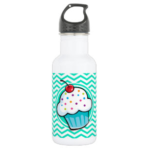 Botella De Agua Torta de Cupo, Aqua Green Chevron