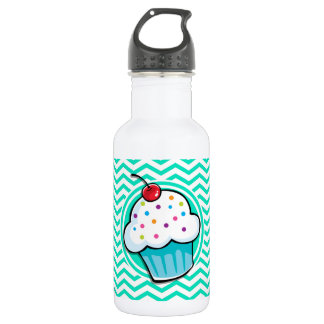 Botella De Agua Torta de Cupo, Aqua Green Chevron