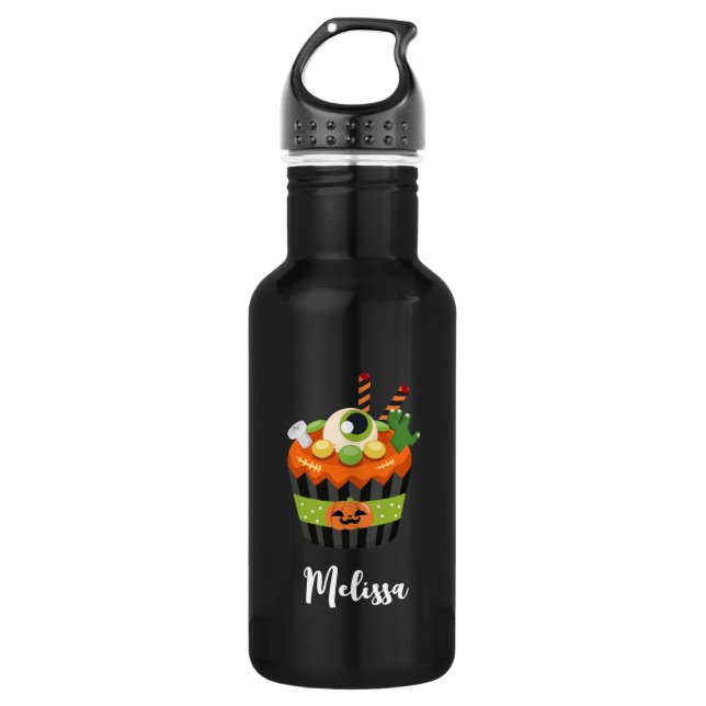 Botella De Agua Torta de Halloween dulce y espeluznante con un gra (Anverso)