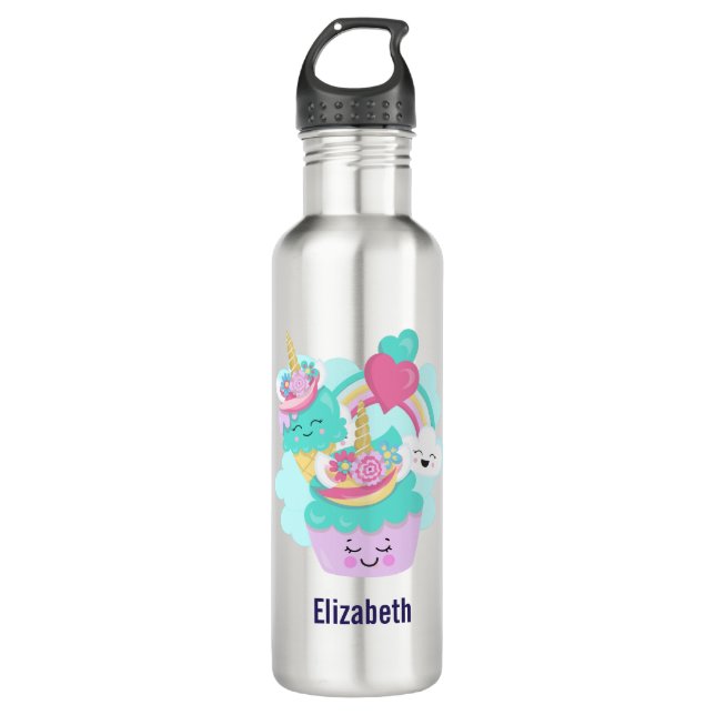 Botella De Agua Torta dulce y helado feliz (Anverso)