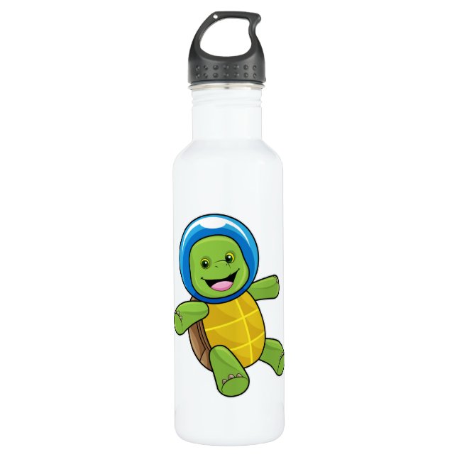 Botella De Agua Tortuga como astronauta con bola de vidrio (Anverso)