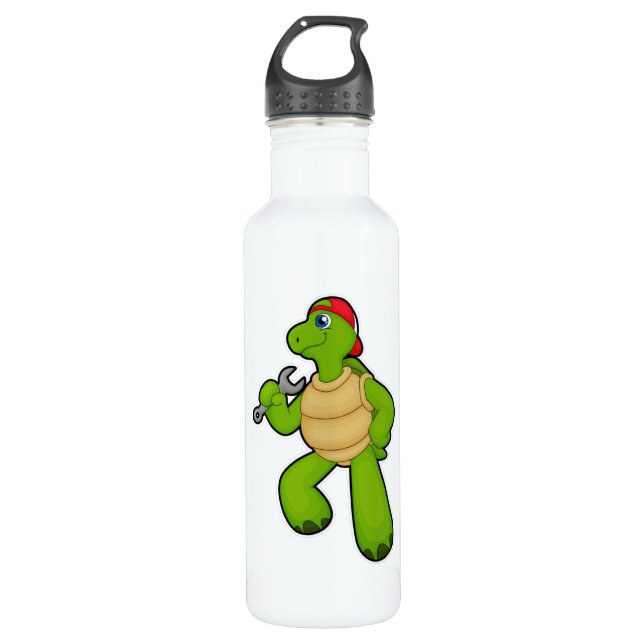 Botella De Agua Tortuga como mecánica con llave y tapón (Anverso)