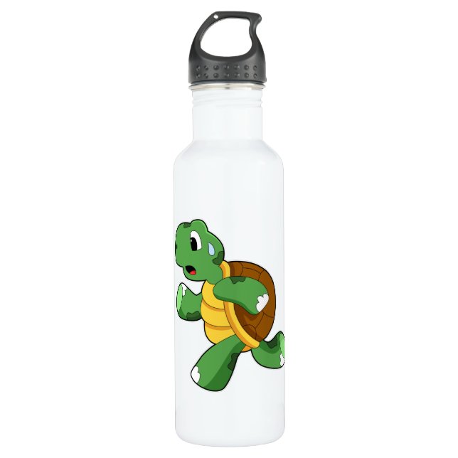 Botella De Agua Tortuga como trotamundos en carrera (Anverso)