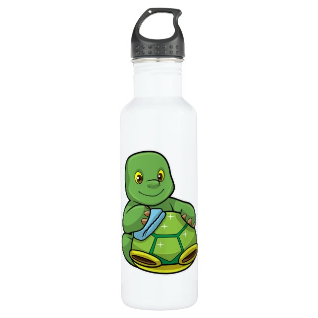 Botella De Agua Tortuga con caparazón y raya de limpieza (Anverso)