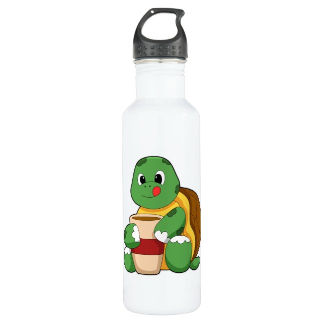 Botella De Agua Tortuga con taza de café (Anverso)