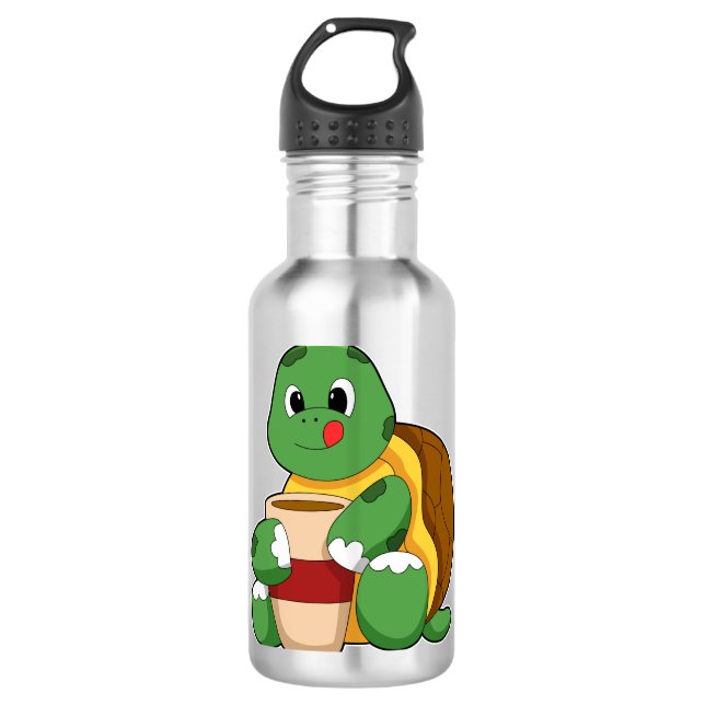 Botella De Agua Tortuga con taza de café (Anverso)