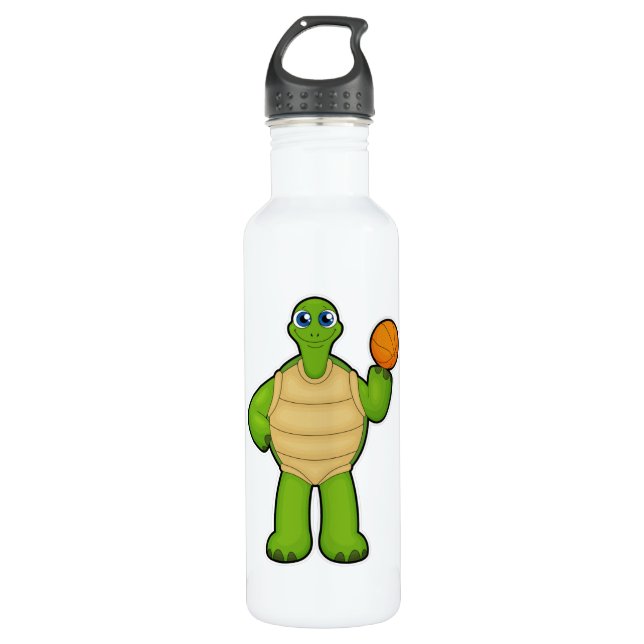 Botella De Agua Tortuga de baloncesto con baloncesto (Anverso)