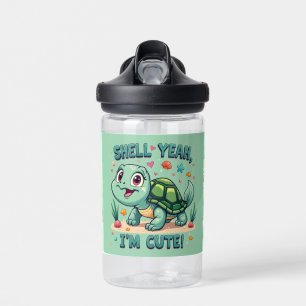 Botella De Agua Tortuga Kawaii Adorable con Estética Oceánica y Ju