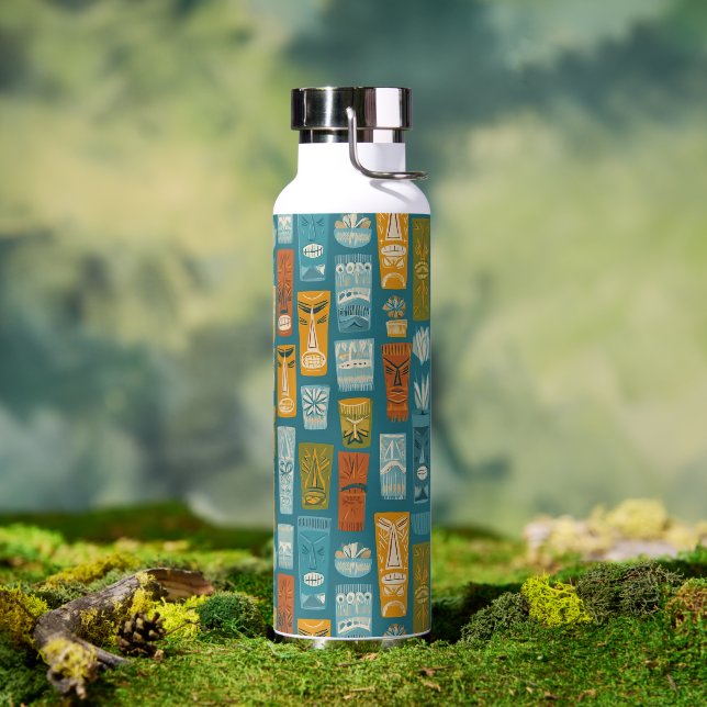 Botella De Agua Tótems Tiki Retro (Al aire libre (girado))