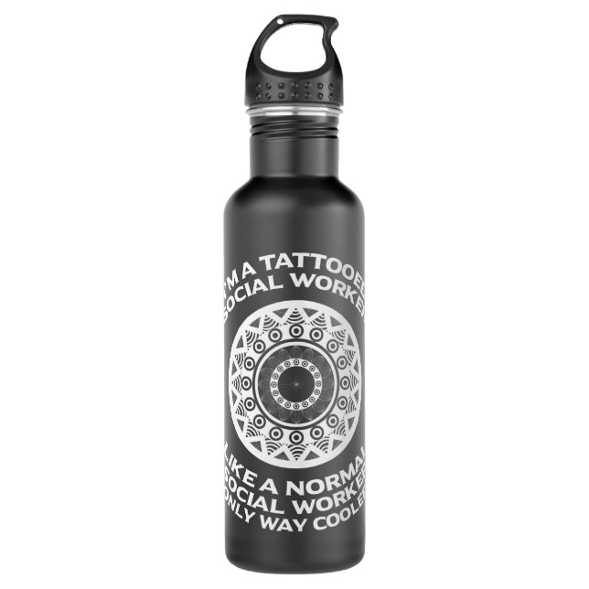 Botella De Agua Trabajador social con tatuaje de tinta tatuaje (Anverso)