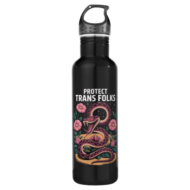 Botella De Agua Traducción del orgullo transexual retro Proteger a (Anverso)