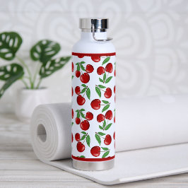 Botella De Agua Trama de cerezas rojas por todas partes