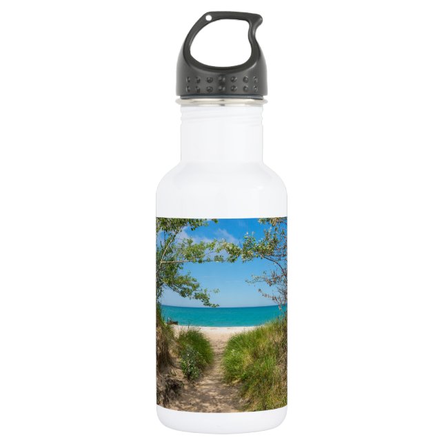 Botella De Agua Tranquilidad del lago Michigan (Anverso)
