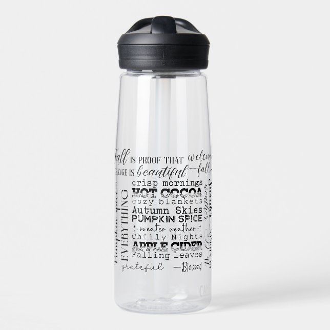 Botella de agua transparente otoño vibra (Delante)