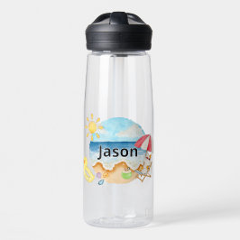 Botella de agua transparente personalizada de gato