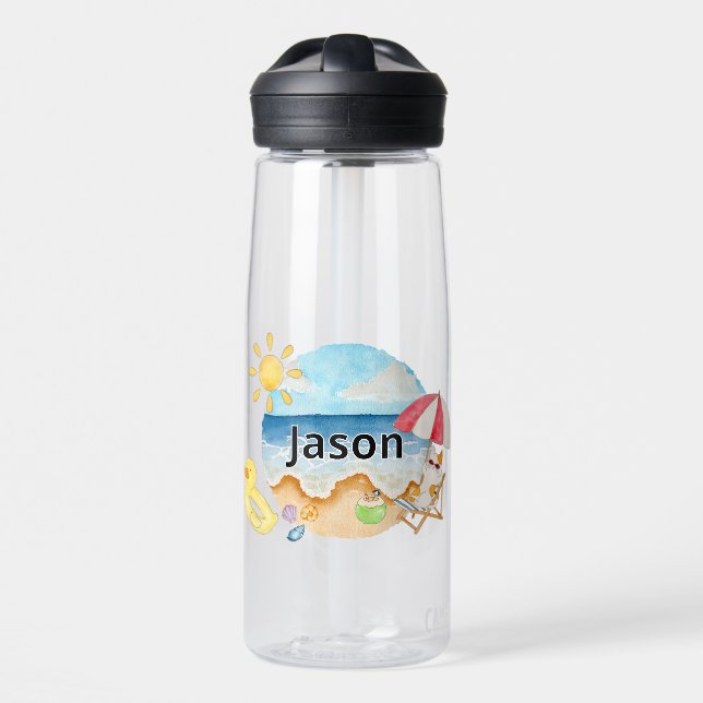 Botella de agua transparente personalizada de gato (Delante)