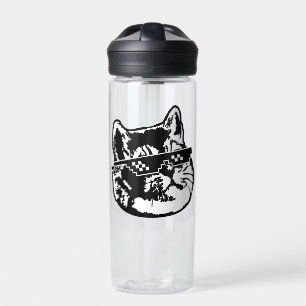 Botella De Agua Trate Con Gafas De Gato Meme