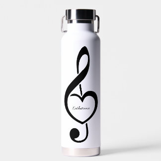 Botella De Agua Treble Clef Heart Music Note Personalizado