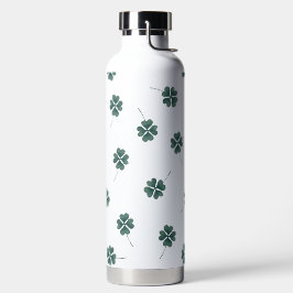 Botella De Agua Trebol de Cuatro Hojas Verde Acuarela