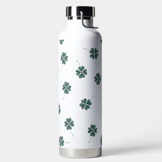Botella De Agua Trebol de Cuatro Hojas Verde Acuarela