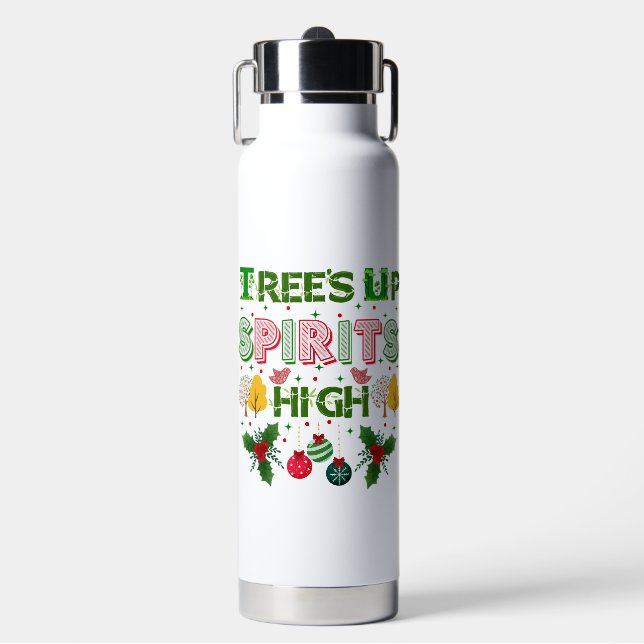 Botella De Agua Trees up spirits high christmas holiday graphic (Frente)