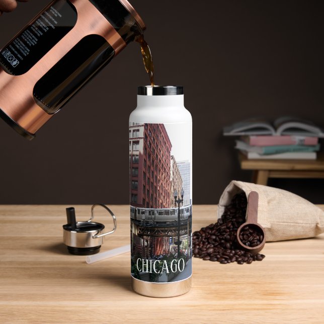 Botella De Agua Tren en bucle elevado de Chicago (Café)