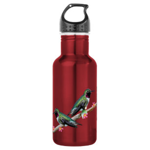 Botella De Agua Tres colibríes encaramados en una rama de un Floss