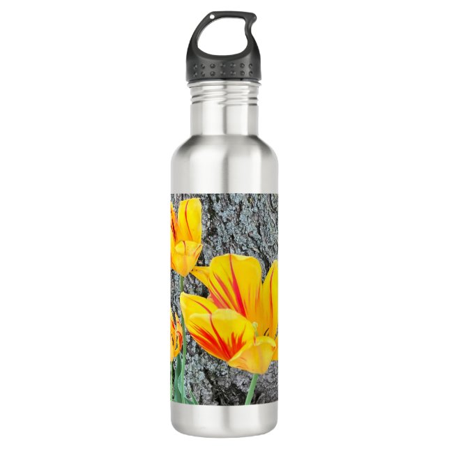 Botella De Agua Tres Tulipanes Amarillos Secuencia / (Anverso)
