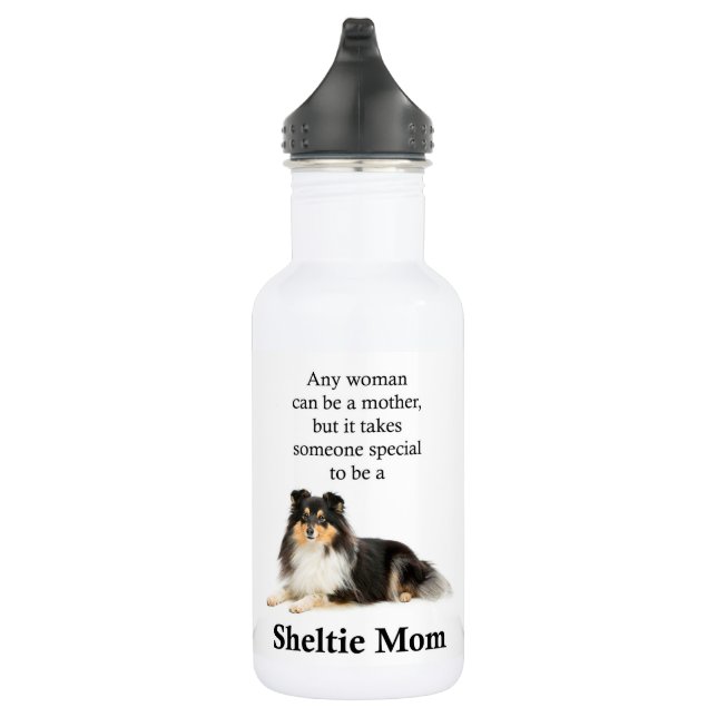 Botella de agua Tri-Color Sheltie Mom (Derecha)
